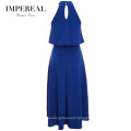 Types Of  Frill Overlay Midi Length Sleeveless High Low Royal Blue Prom Dress